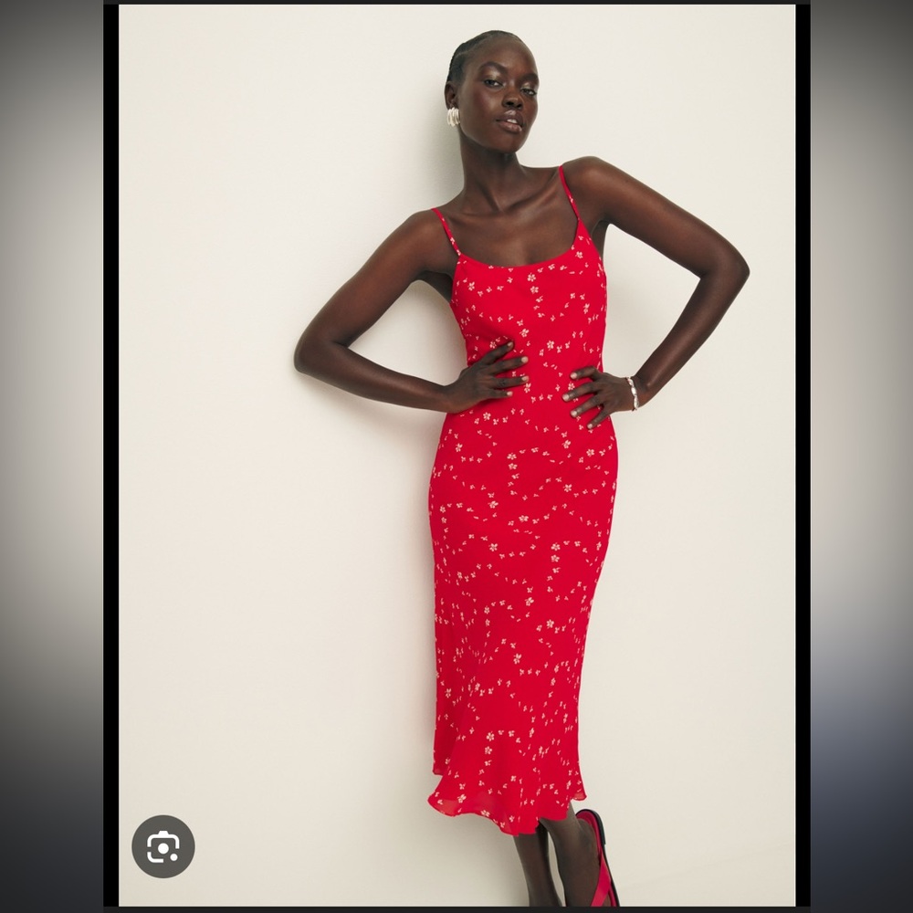 Reformation Slip Dress- Emerick Dress- midi- red floral - Size XL